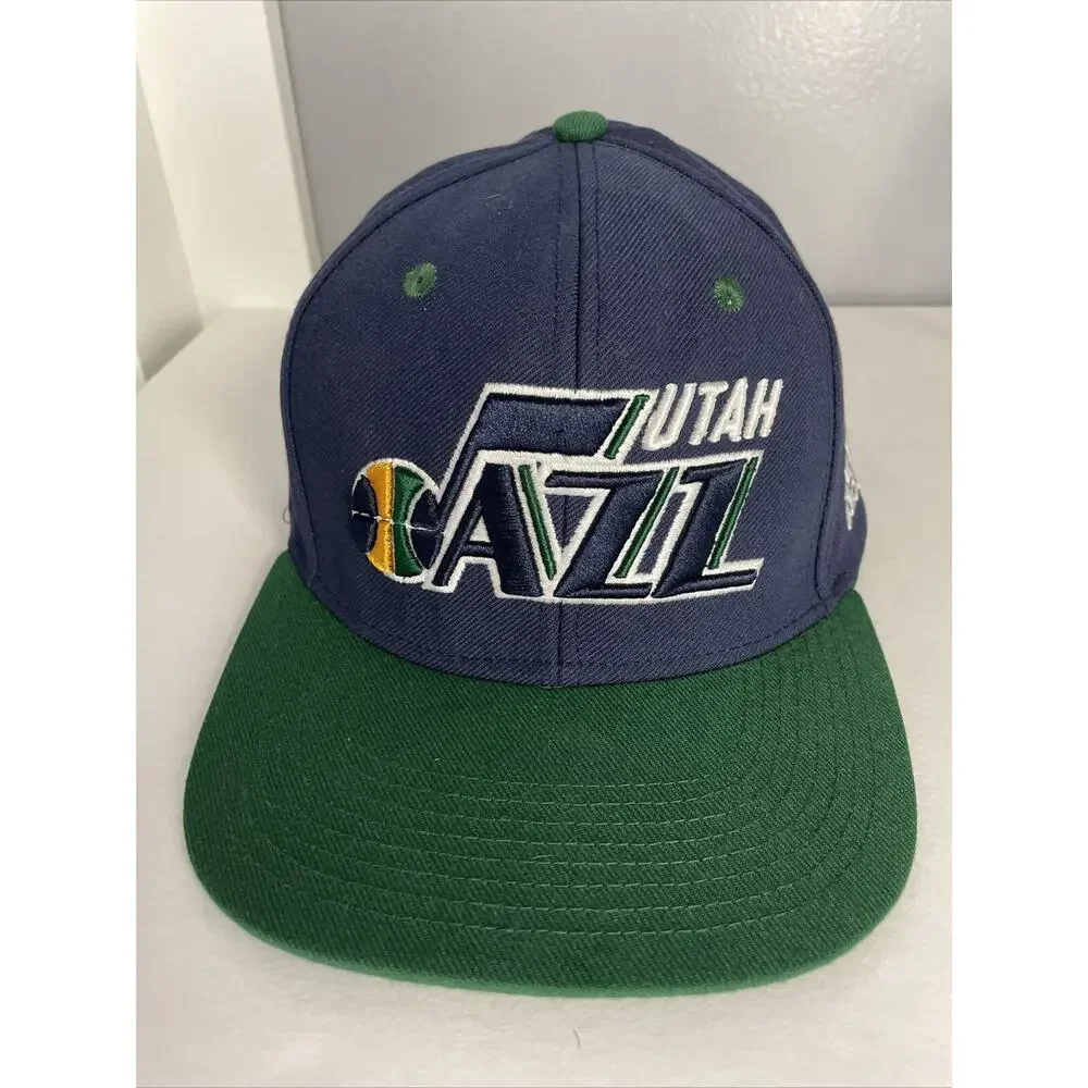 Adidas Utah Jazz Snap Back Hat Green Bill Blue Cap Embroidered Men’s